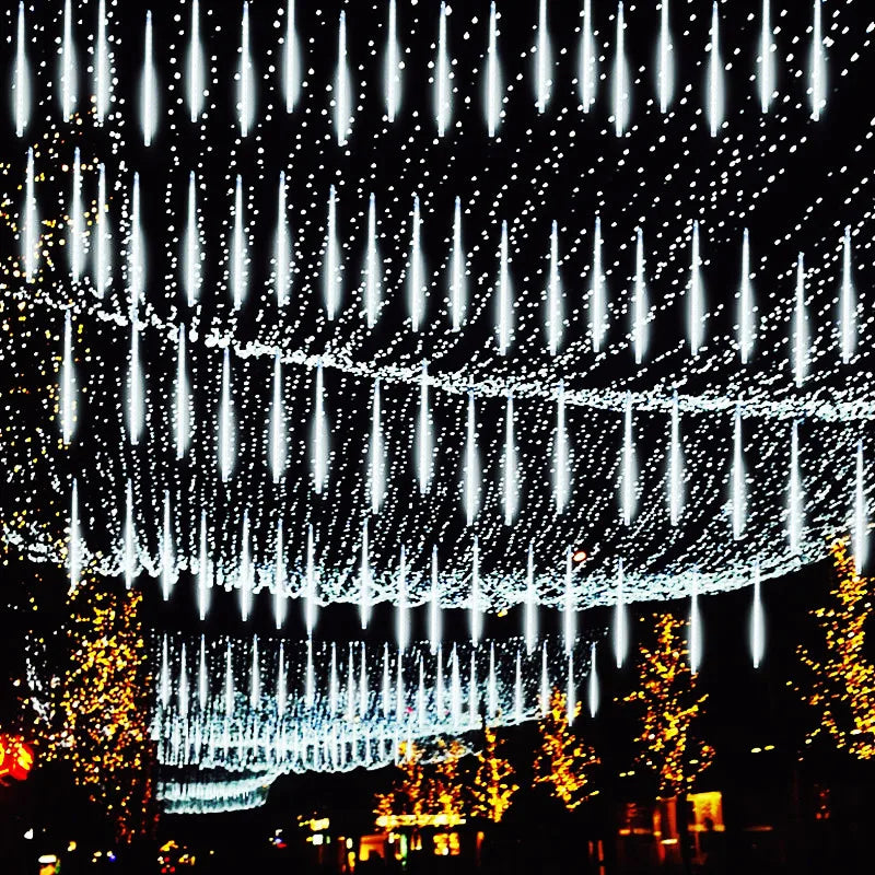 Outdoor LED Meteor Shower Lights - Waterproof Fairy String Light Garland for Christmas Party Garden Decorations, Street Lighting-Masscheap