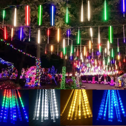Outdoor LED Meteor Shower Lights - Waterproof Fairy String Light Garland for Christmas Party Garden Decorations, Street Lighting-Masscheap