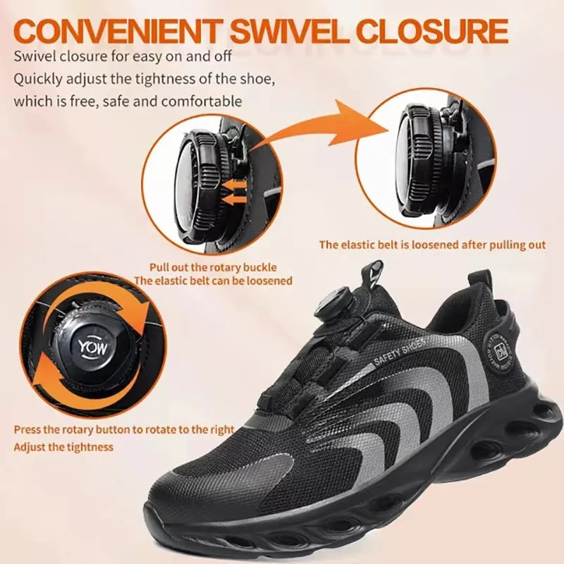 Rotary Buckle Work Sneakers Protective Shoes Lightweight