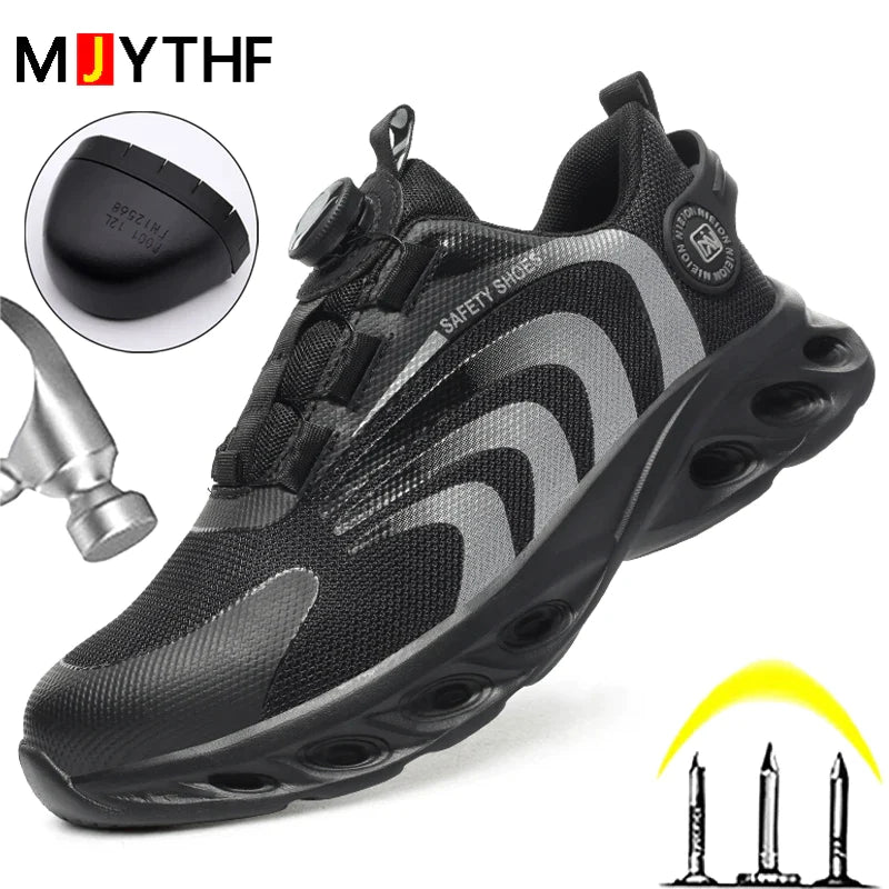 Rotary Buckle Work Sneakers Protective Shoes Lightweight