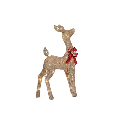 Set of 3 Light-up Glitter Deer Family With 210 Clear