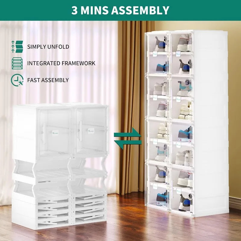 Shoe Storage Organizer Foldable Shoe Box with Doors 2-16