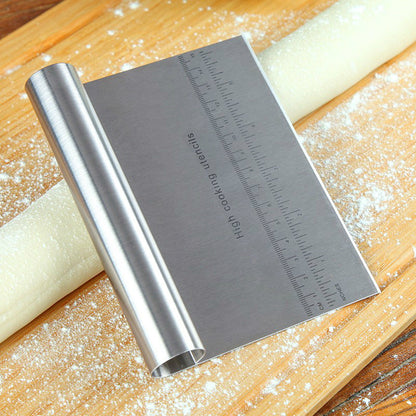 Stainless Steel Pastry Spatulas Cutter With Scale Pizza Dough Scraper Fondant Cake Decoration Tools Baking Kitchen Accessories Dough Cake Stainless Steel Pizza Flour Tool Cutter Chopper Scraper-Masscheap