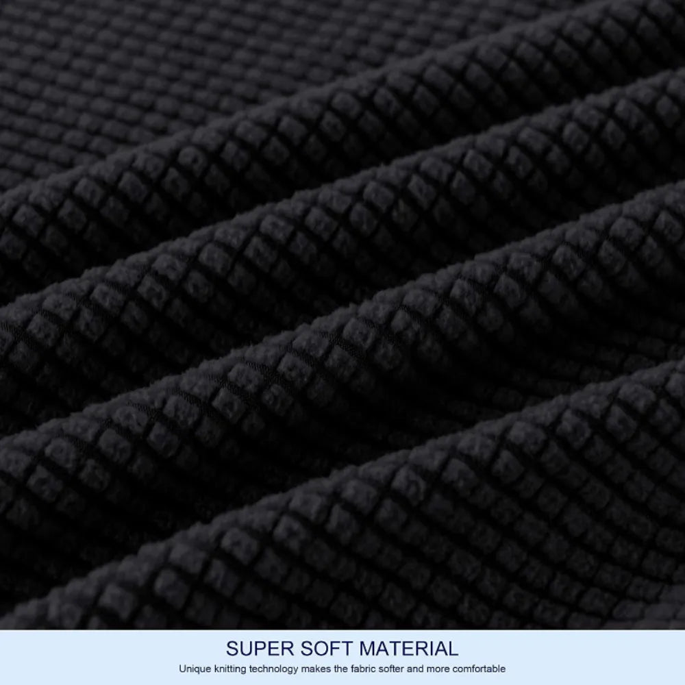 Stretch 2-Piece Textured Grid Slipcover Sofa Cover Black