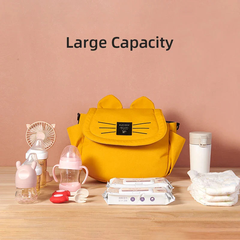 Sunveno Cat Diaper Bag Large Capacity Mommy Travel Bag