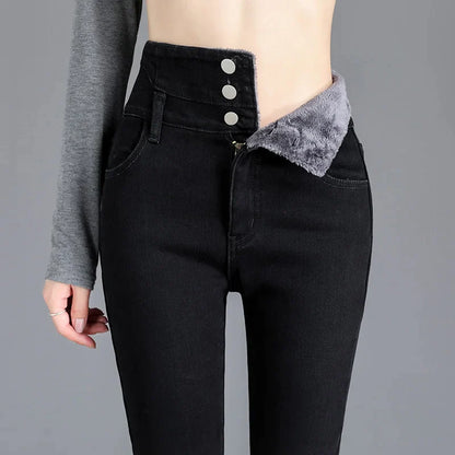 Thermal Winter Thick Fleece High-waist Warm Skinny Jeans