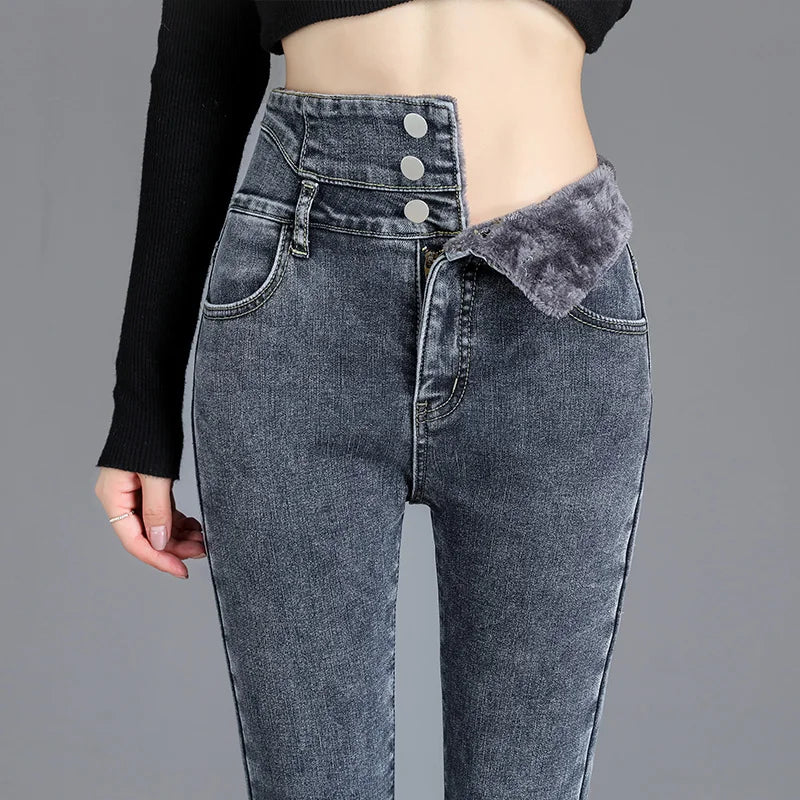 Thermal Winter Thick Fleece High-waist Warm Skinny Jeans