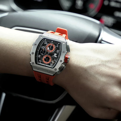 Tonneau Wristwatch for Men TSAR BOMBA Luxury Sapphire
