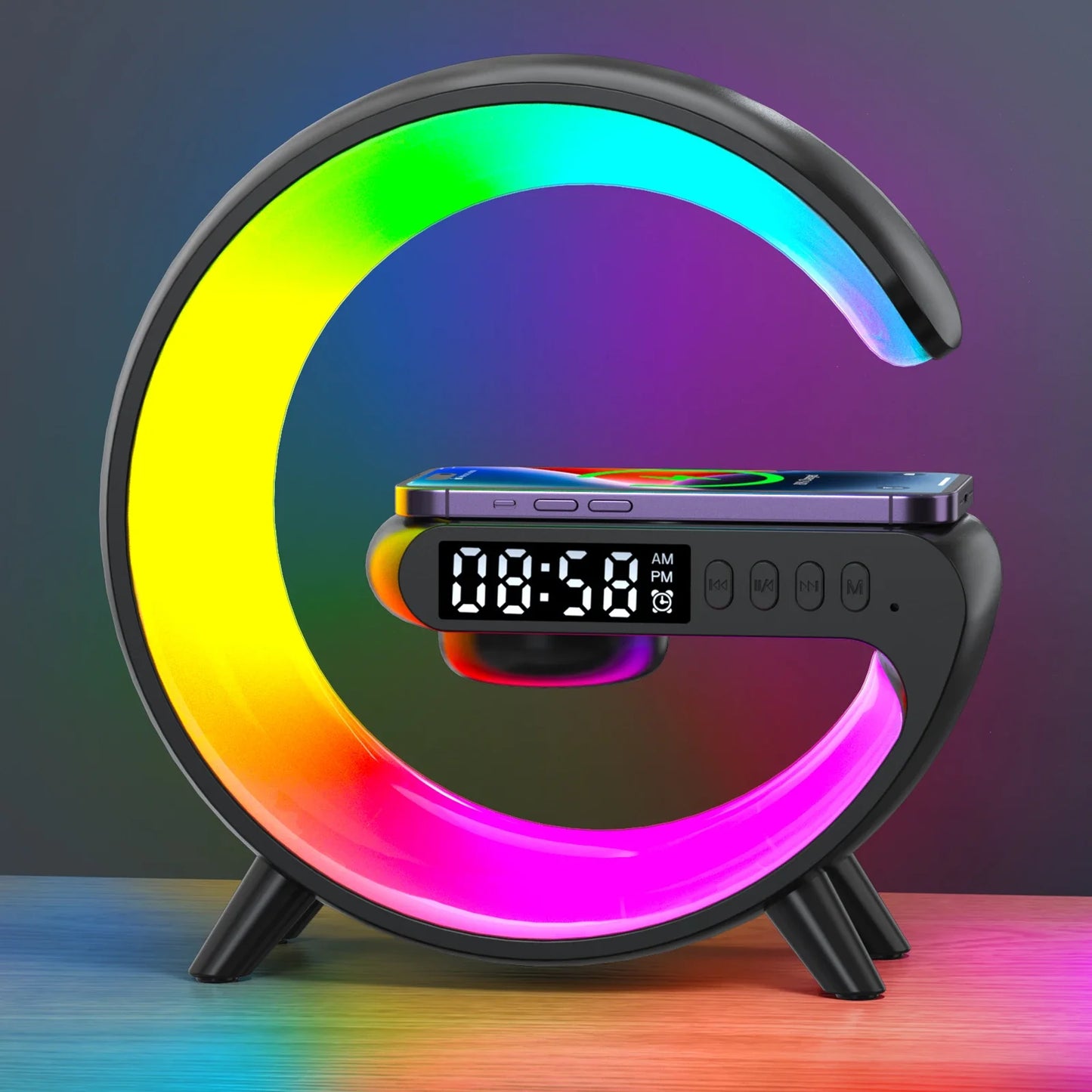 Transform Your Charging Experience: The Ultimate 15W Wireless Charger Pad Stand Speaker TF RGB Night Light for Lightning-Fast Charging and Awe-Inspiring Sound!-Masscheap