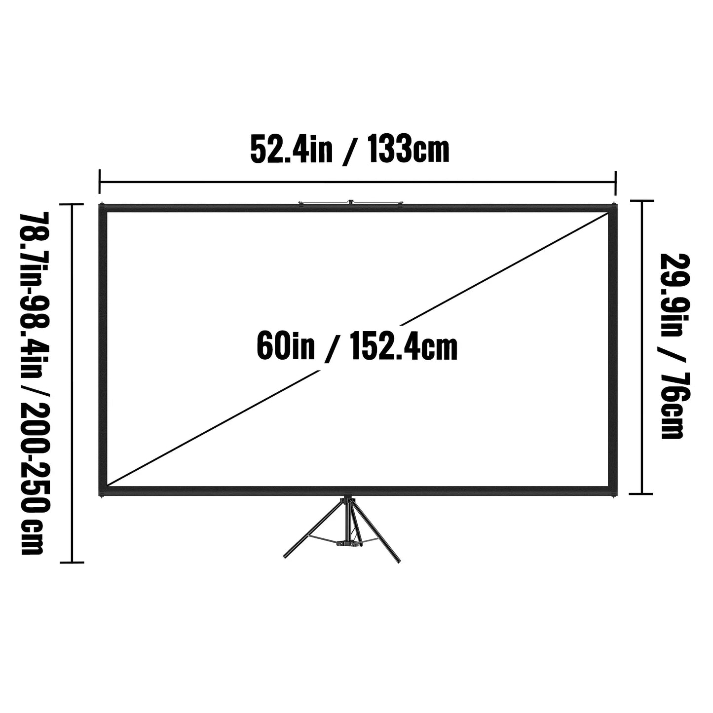 VEVOR 60 70 80 90 100 110 Inch Tripod Projector Screen W/