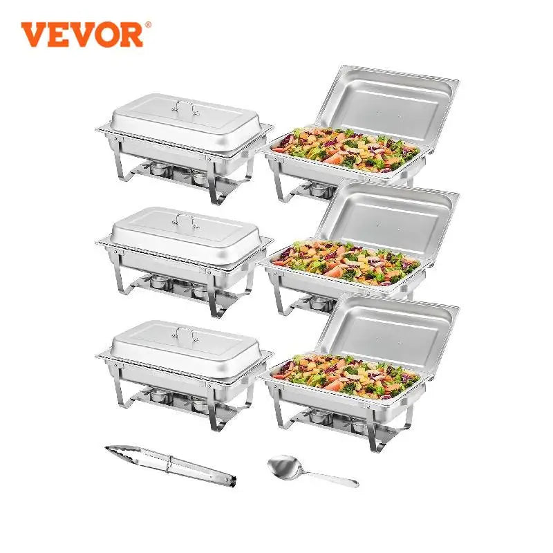 VEVOR 8QT Rectangle Chafing Dish 2/4/6 Packs w/ Full Size