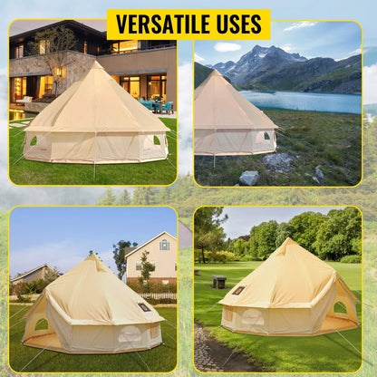 VEVOR Camping Tent 3-7m Waterproof Cotton Canvas Bell Tent