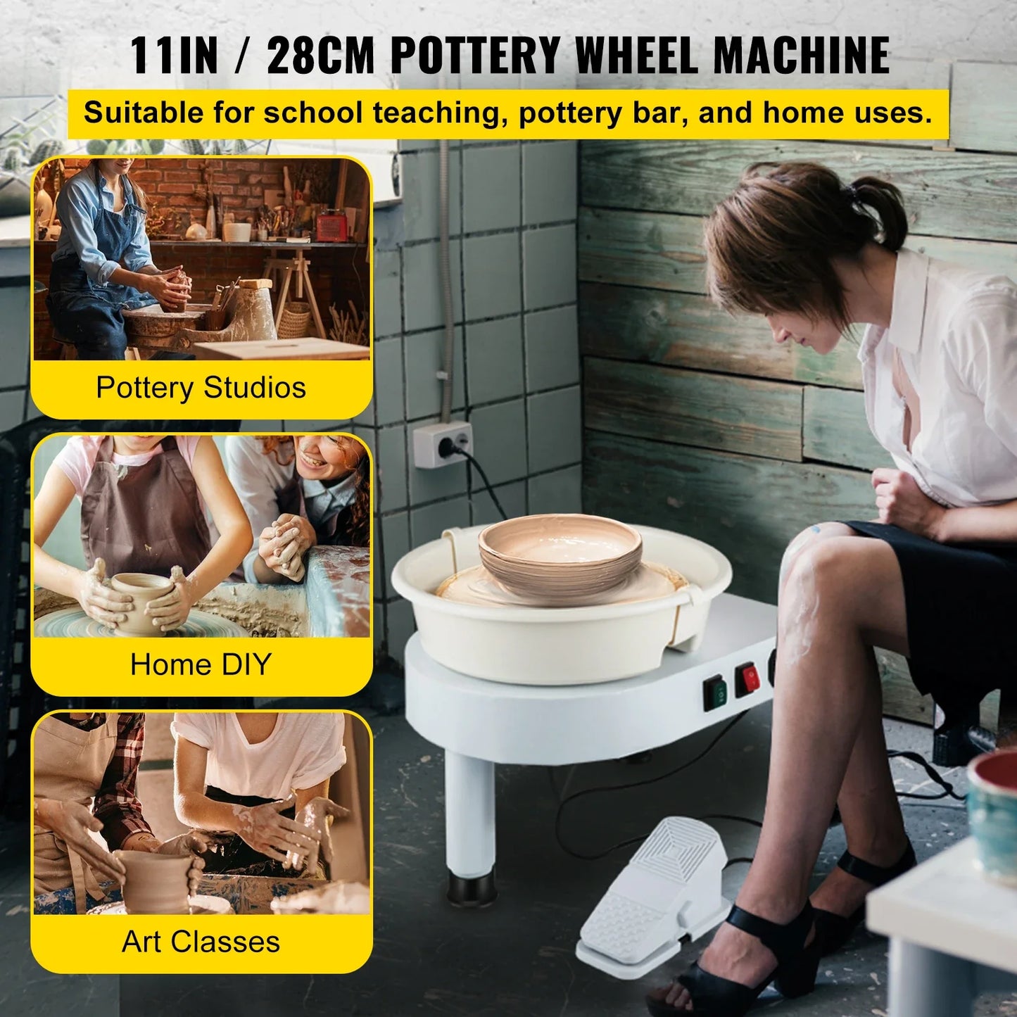 VEVOR Electric Pottery Wheel Machine 28CM 35CM Foot Pedal