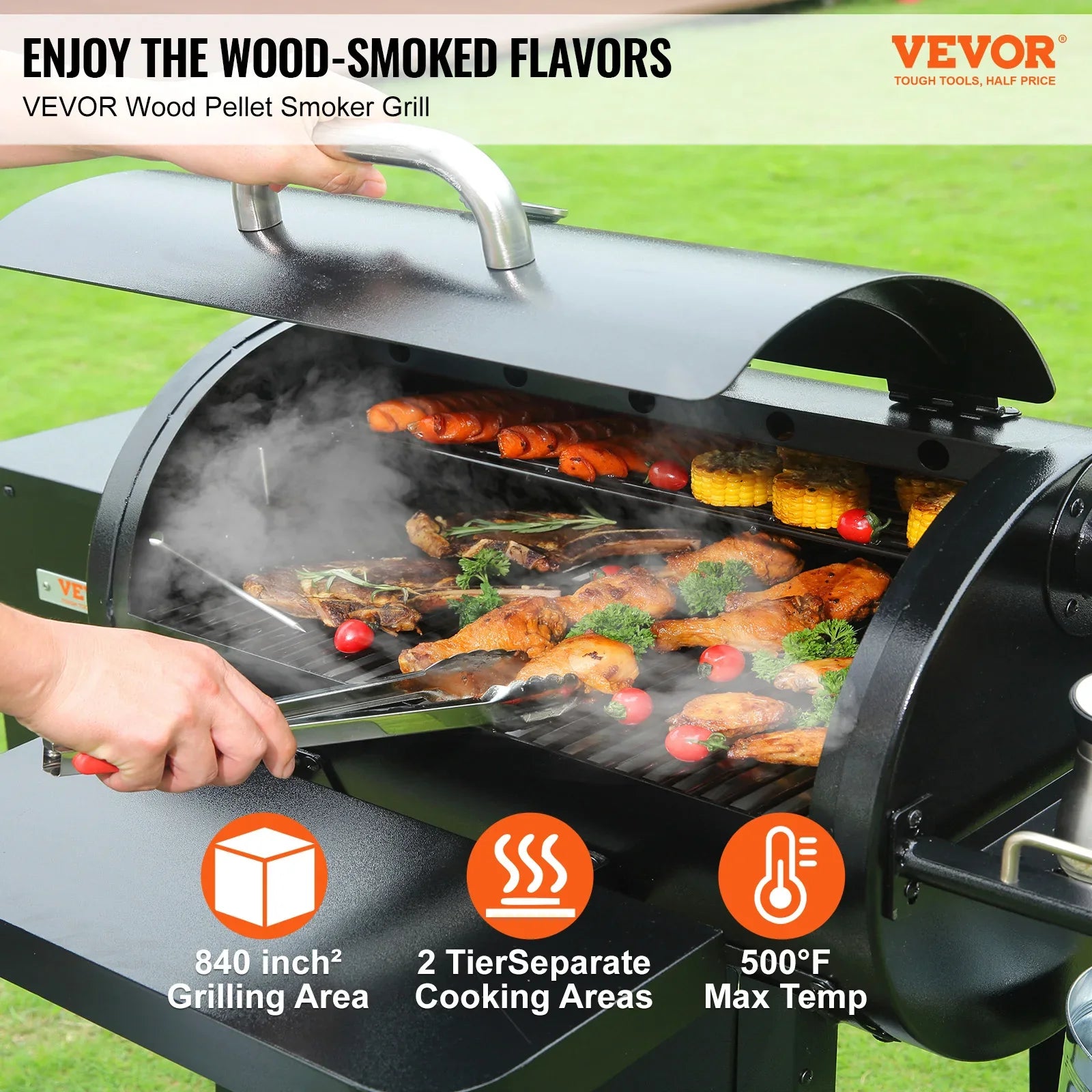 VEVOR Portable Charcoal Grill Propane Gas Grills with Cover