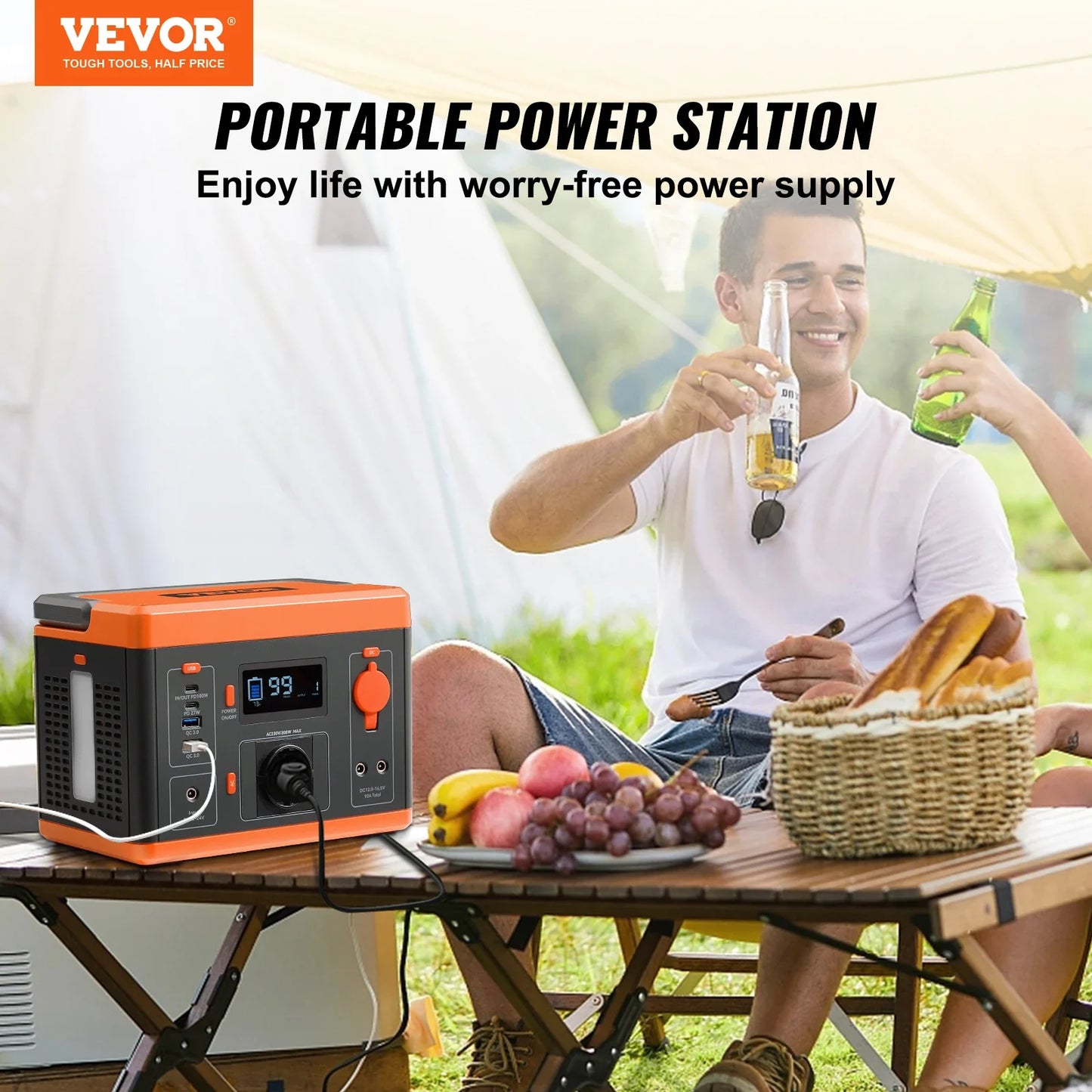 VEVOR Portable Power Station Solar Generator 296Wh 300W