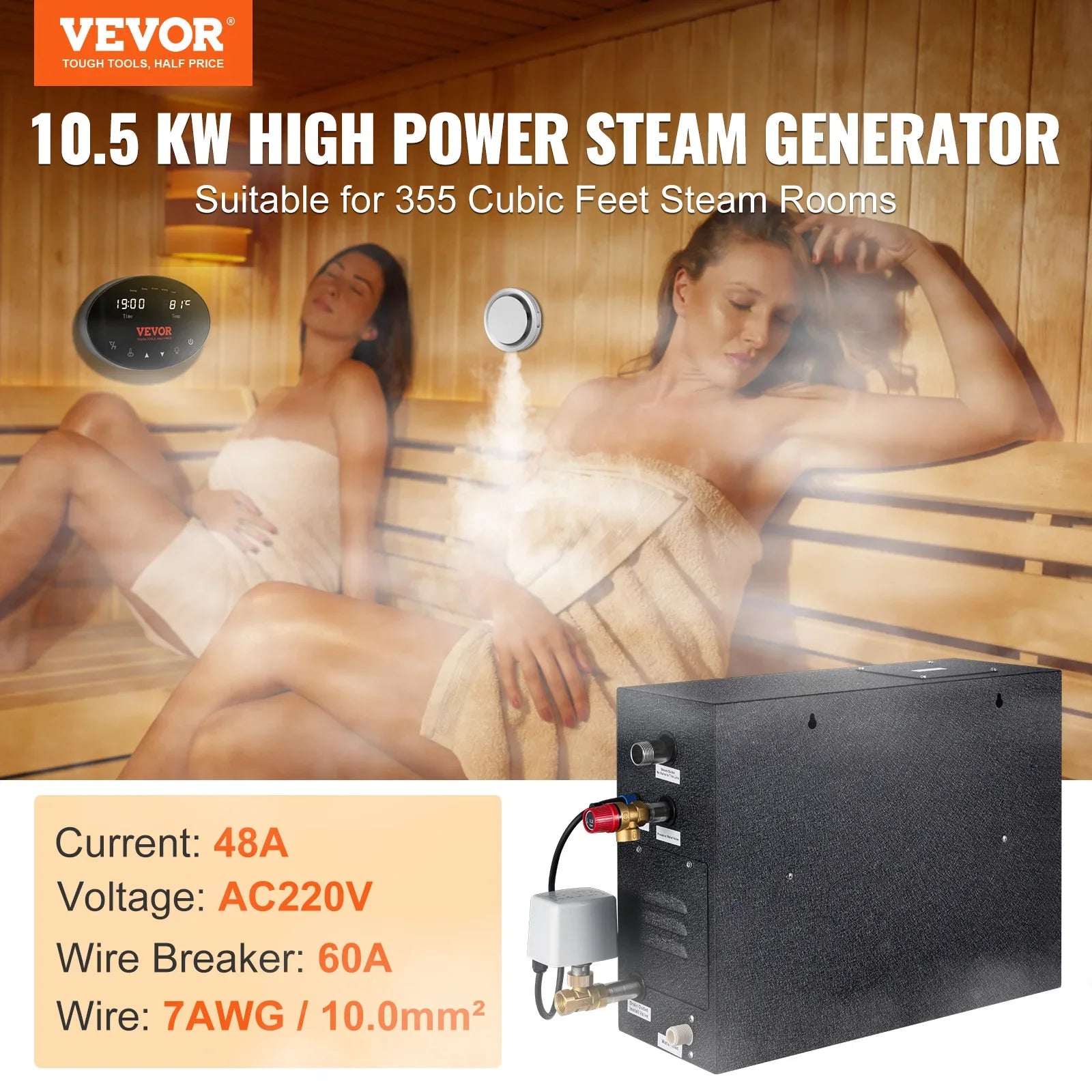 VEVOR Steam Shower Generator 10.5/12/15 kW Segmented