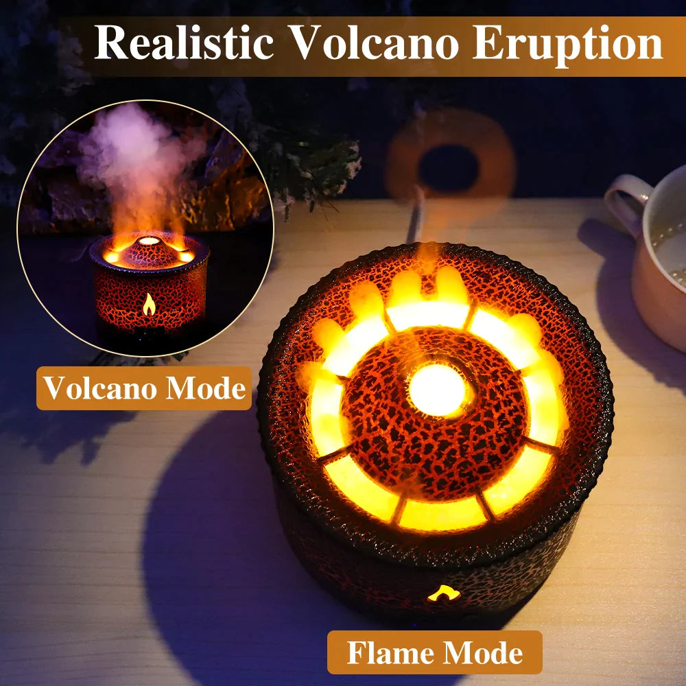 Volcano Fire Flame Air Humidifier Aroma Diffuser Essential