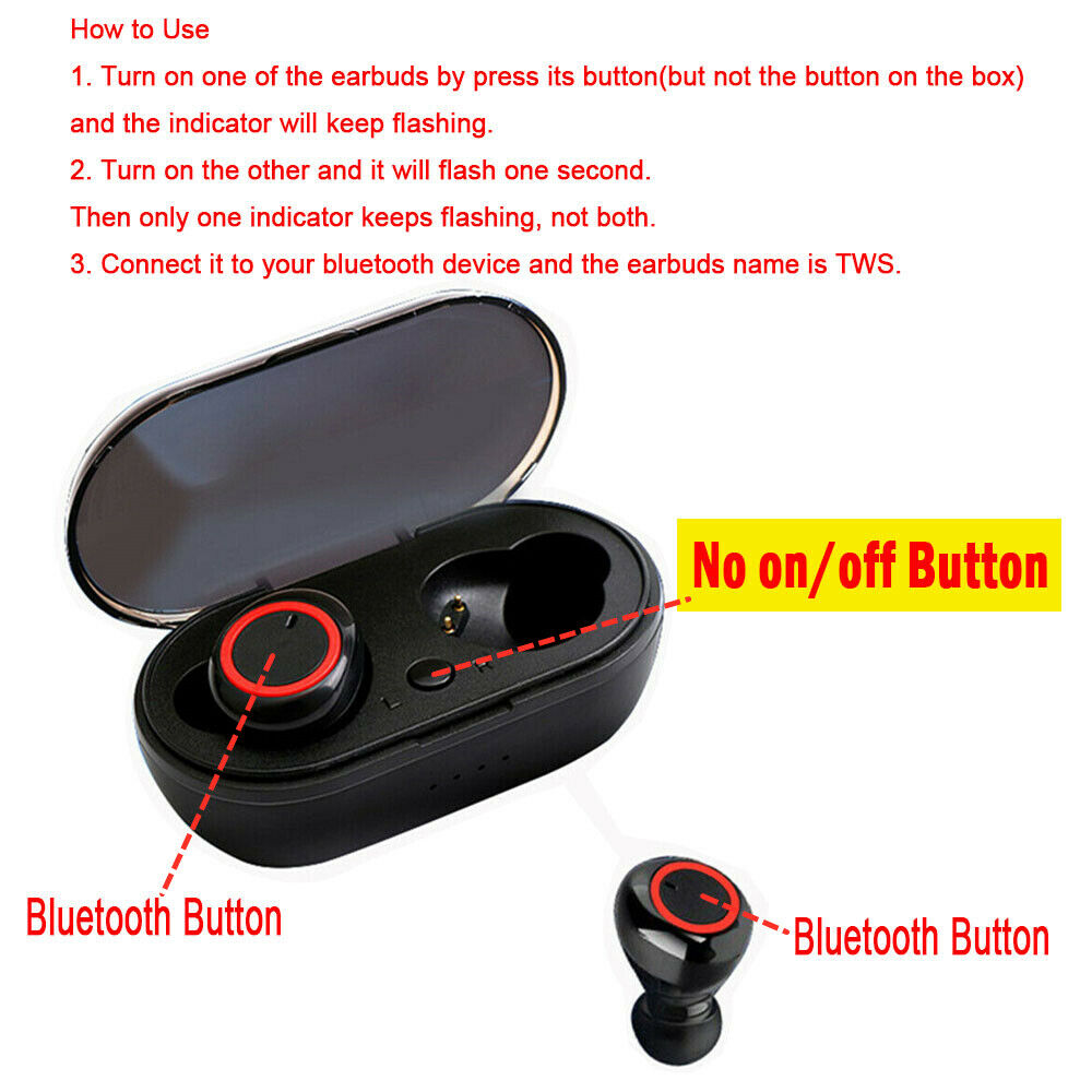 Waterproof Bluetooth 5.0 Wireless Earbuds Headphone Headset Noise Cancelling TWS-Masscheap