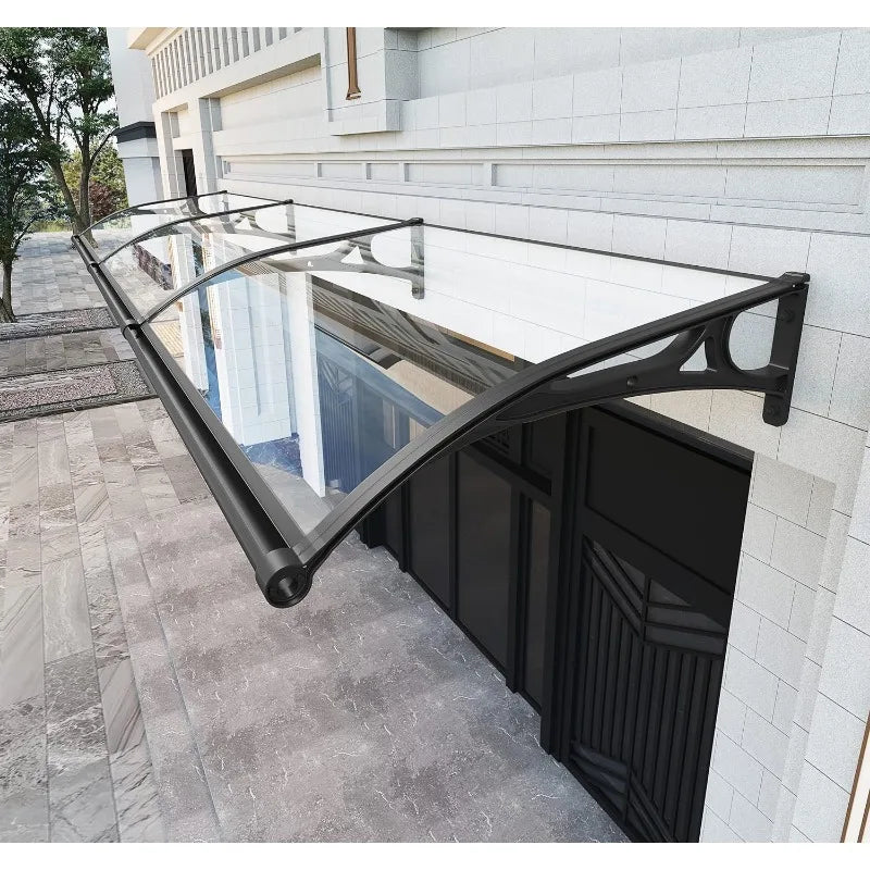 Window Awning with Aluminum Black Bracket Door Canopy Cover